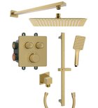 Photo: SMART SELECT concealed shower set with thermostatic mixer, 2 outlets, adjustable shower holder, gold matt