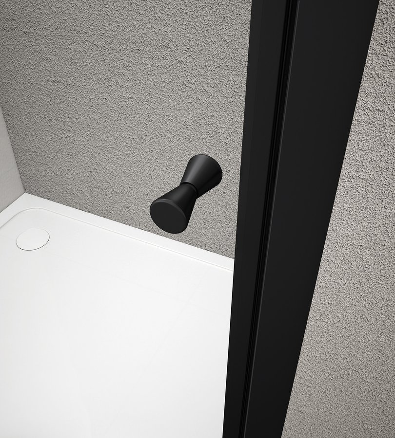 Aqualine ARLETA BLACK čtvrtkruhová sprchová zástěna 800x800mm, čiré sklo BLS800