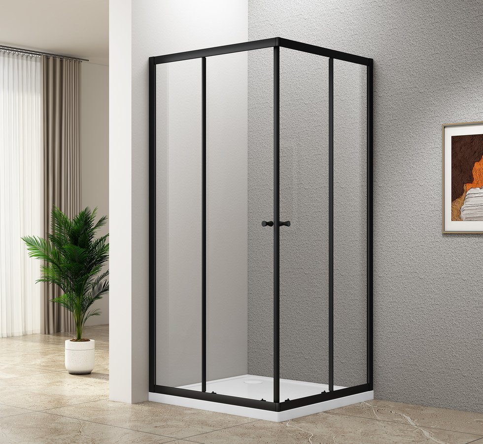 AGGA BLACK čtvercová sprchová zástěna 800x800mm, čiré sklo BLF808