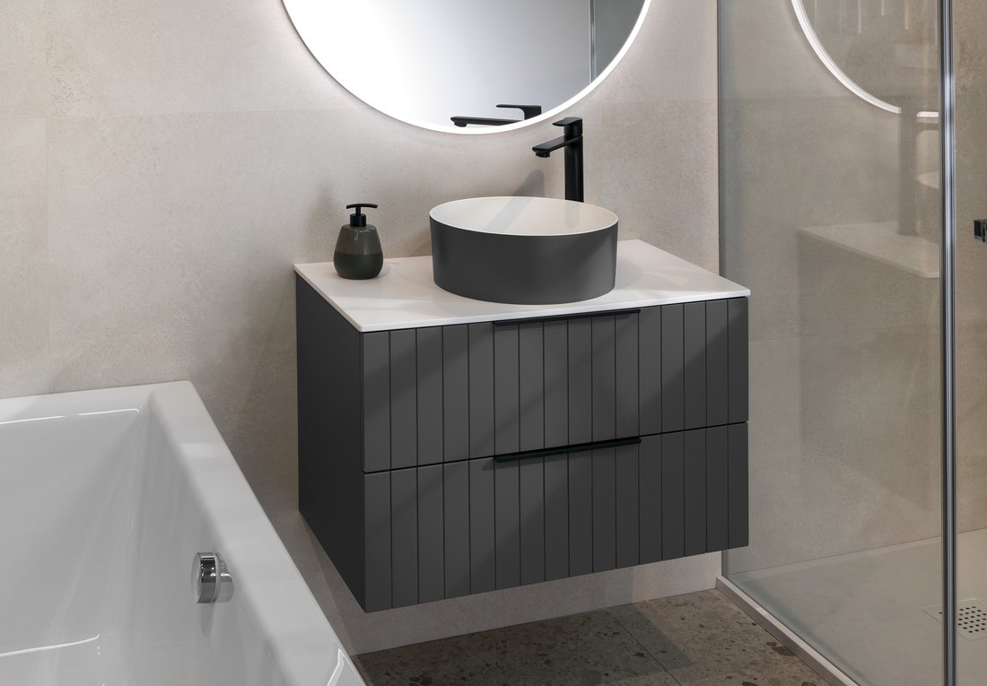 Sapho THIN umyvadlo na desku, Rockstone, Ø 38 cm, carina/bílá mat WN548-41