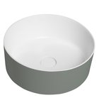 Photo: THIN washbasin for countertop, Rockstone Ø 38 cm, Verde/white matt