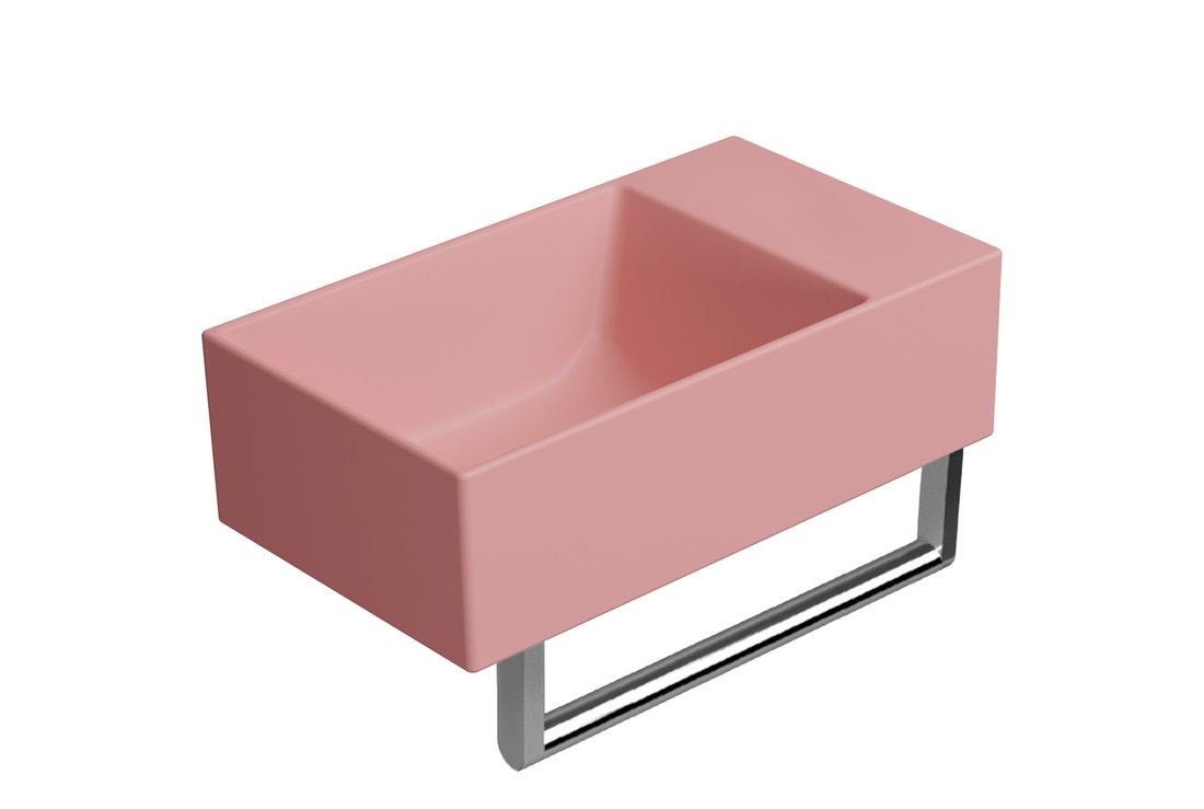 GSI KUBE X keramické umývátko 40x23cm, bez otvoru, pravé/levé, blush mat 9484024