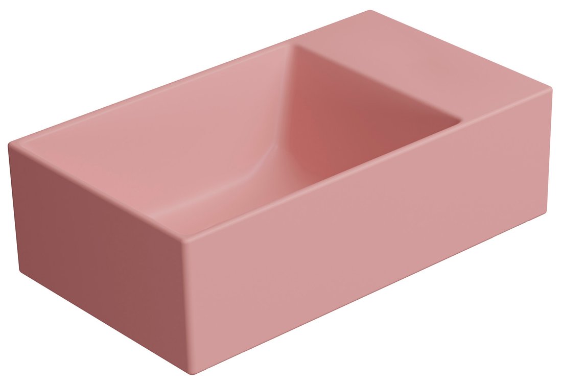 KUBE X keramické umývátko 40x23cm, bez otvoru, pravé/levé, blush mat 9484024