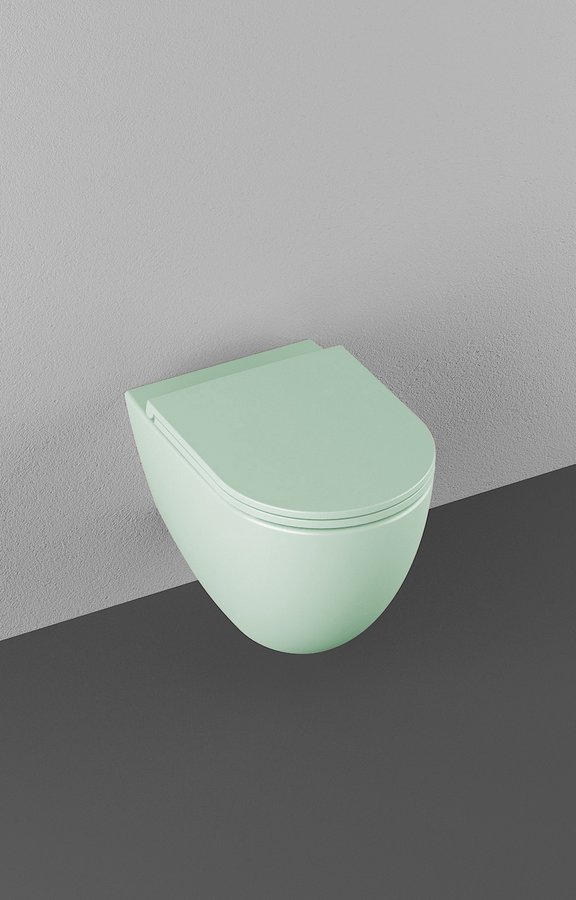 Isvea INFINITY závěsná WC mísa, Rimless, 36,5x53cm, zelená mint 10NF02004-2T