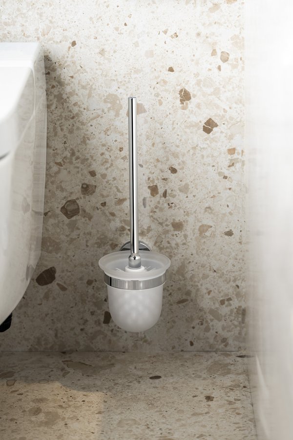 Sapho LARISSA WC štětka závěsná, mléčné sklo, chrom WS008