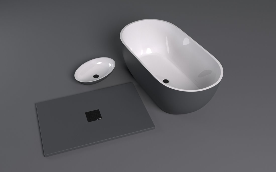 Polysan FLEXIA vanička z litého mramoru s možností úpravy rozměru, 100x90cm, antracit mat 72925.51