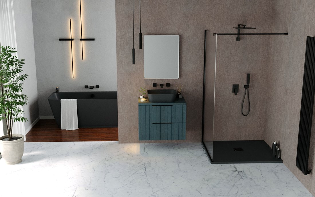 Polysan FLEXIA vanička z litého mramoru s možností úpravy rozměru, 130x80cm, antracit mat 72899.51
