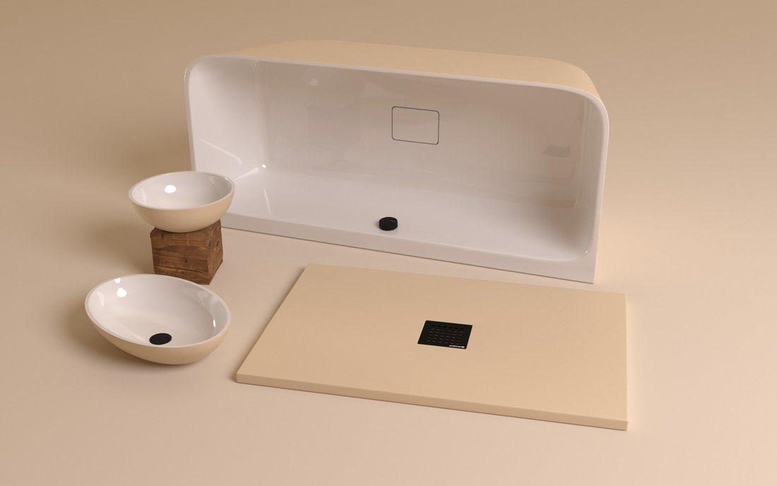 Polysan SKYLLA nástěnná stojící vana litý mramor 169x75x60cm, bílá/béžová mat 72430.82