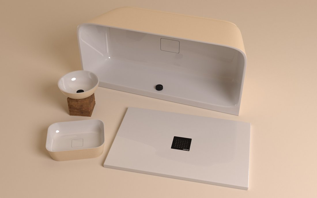 Polysan SKYLLA nástěnná stojící vana litý mramor 169x75x60cm, bílá/béžová mat 72430.82