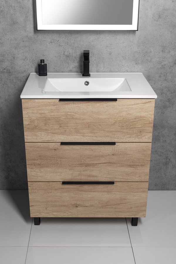 Sapho CIRASA umyvadlová skříňka 59,2x75x46cm, 3x zásuvka, borovice rustik CR631-1616