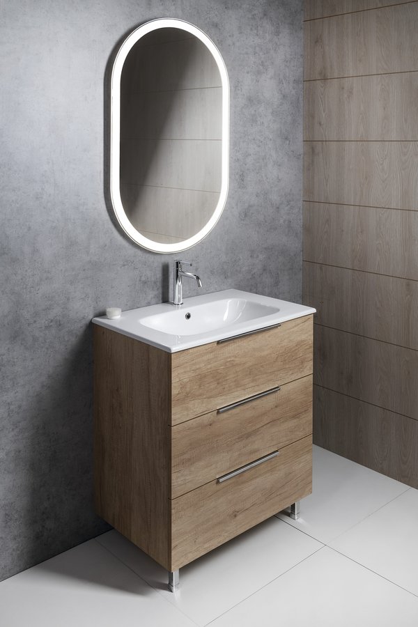 Sapho CIRASA umyvadlová skříňka 59,2x75x46cm, 3x zásuvka, dub stříbrný CR631-1111