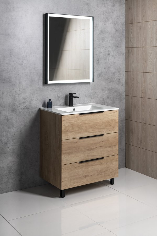 Sapho CIRASA umyvadlová skříňka 79,8x75x46cm, 3x zásuvka, bílá lesk CR831-3030