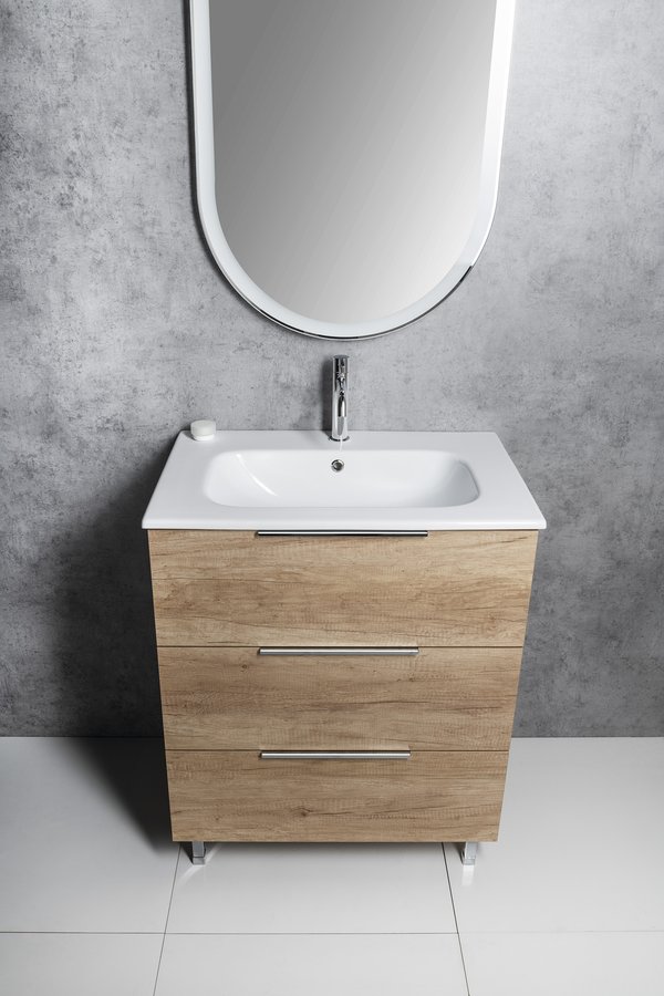 Sapho CIRASA umyvadlová skříňka 79,8x75x46cm, 3x zásuvka, dub stříbrný CR831-1111
