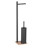 Photo: TRILLY Freestanding Toilet Paper/Brush Holder, square/black matt/bamboo