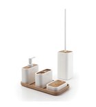 Photo: NINFEA Freestanding Toilet Brush/Holder, white matt/bamboo