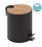 Photo: KENTA waste bin 3l, Soft Close, black matt/bamboo