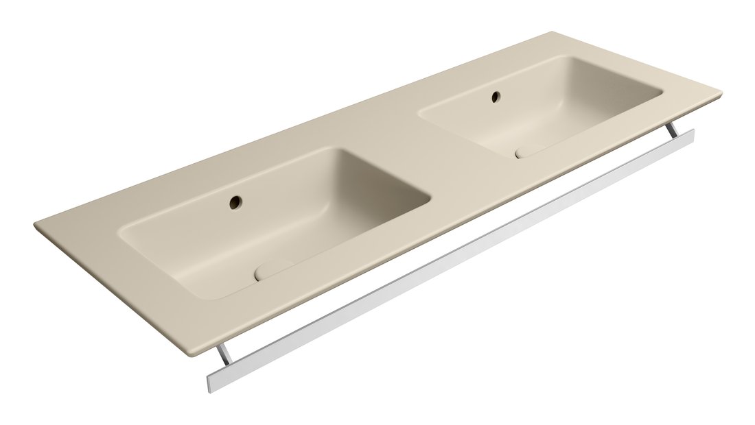 GSI PURA keramické dvojumyvadlo Slim 122x46cm, bez otvoru, creta mat 8888008