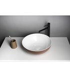 Photo: BANERA ROUND countertop washbasin, cast marble, dia. 39cm, white/brown matt