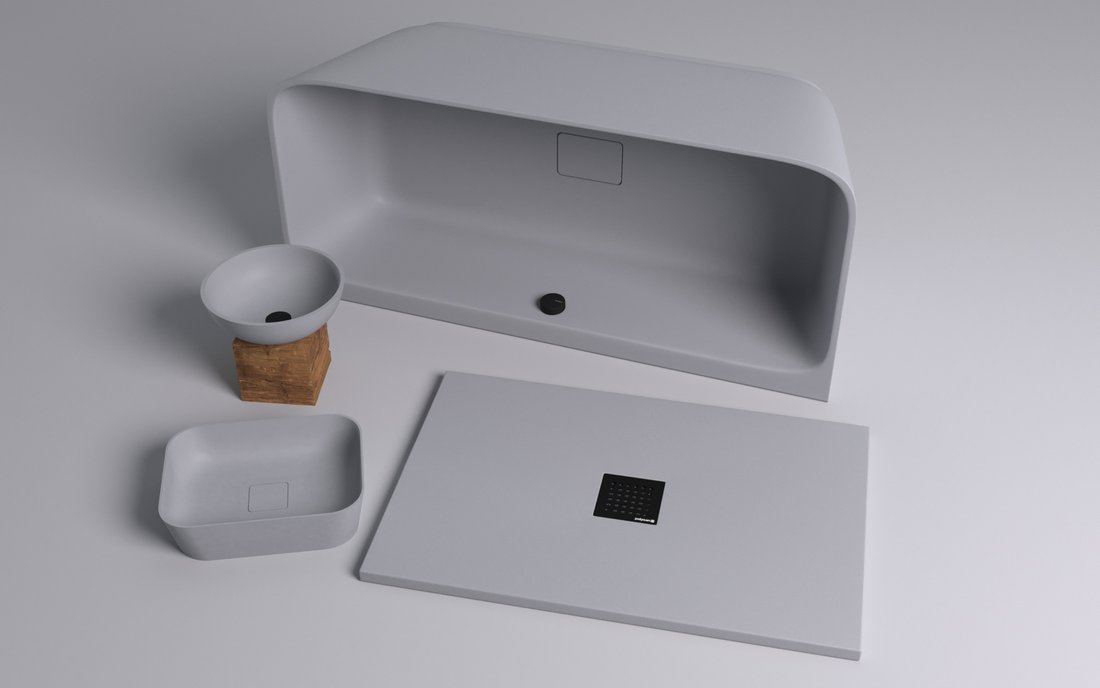 Polysan BANERA SQUARE umyvadlo na desku, litý mramor, 50x36cm, šedá mat 14596.31