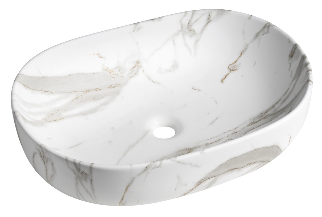 Sapho CALEO keramické umyvadlo na desku, 60x42cm, bianco carrara CA590BC