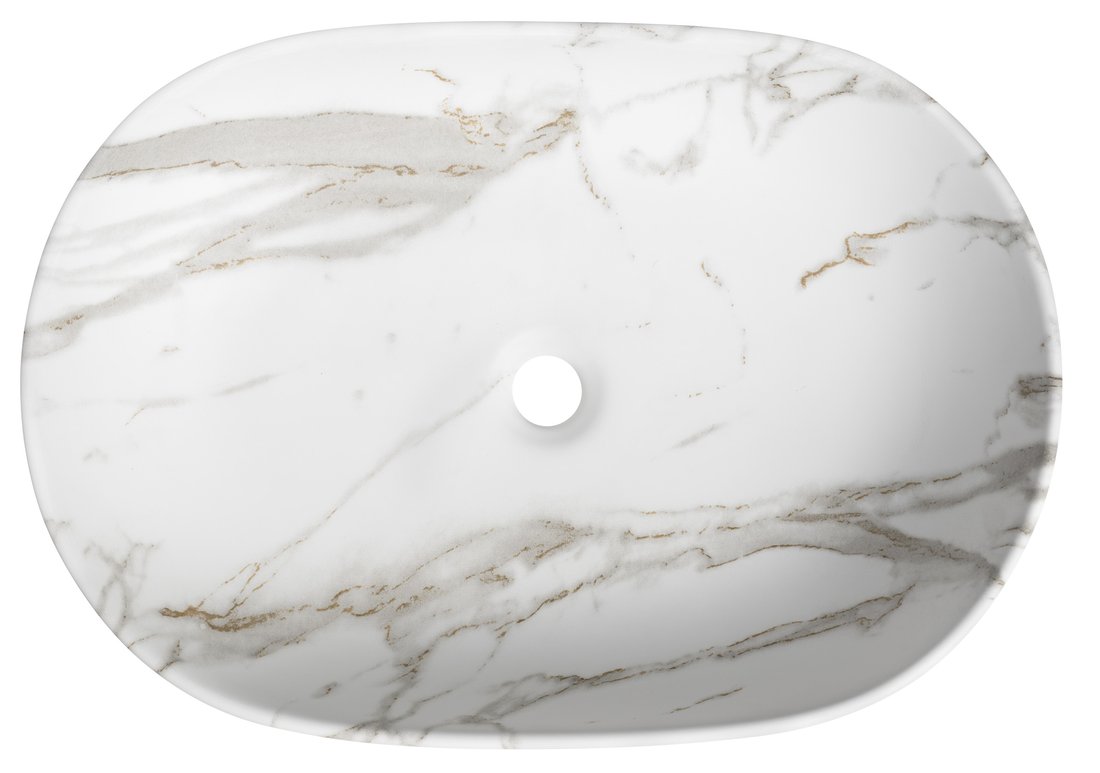 Sapho CALEO keramické umyvadlo na desku, 60x42cm, bianco carrara CA590BC