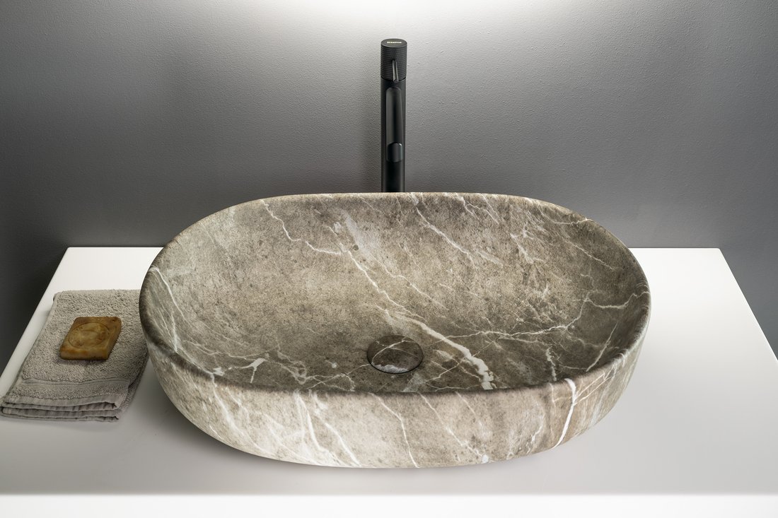 Sapho CALEO keramické umyvadlo na desku, 60x42cm, breccia mramor CA590BM