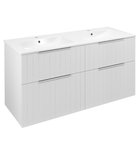 Photo: CIRASA washbasin cabinet with double-basin 121x66x46cm, white matt strip