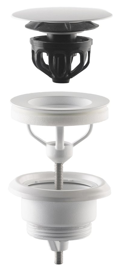 Omp Tea Umyvadlová výpust 5/4“, click-clack, velká zátka, 10-45mm, bílá mat 7532.310.5XD