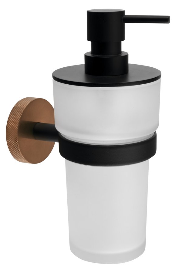 Sapho LARISSA dávkovač mýdla 250ml, mléčné sklo, černá/měď mat WS019BC