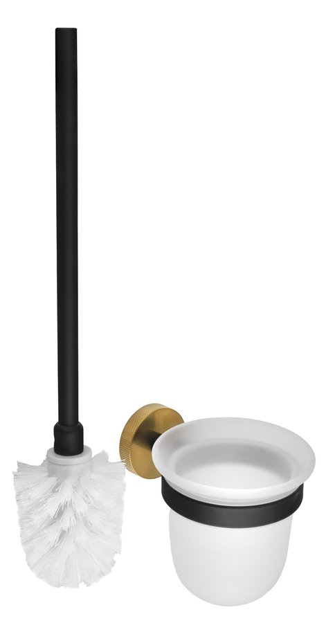 Sapho LARISSA WC štětka závěsná, mléčné sklo, černá/zlato mat WS008BG