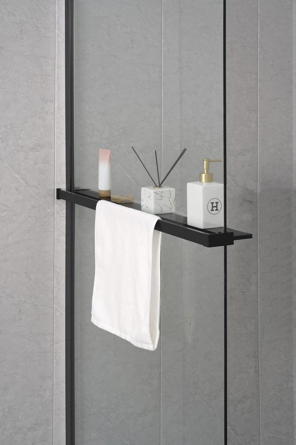 Sapho Police na walk-in zástěnu, 142cm, černá mat EG1425
