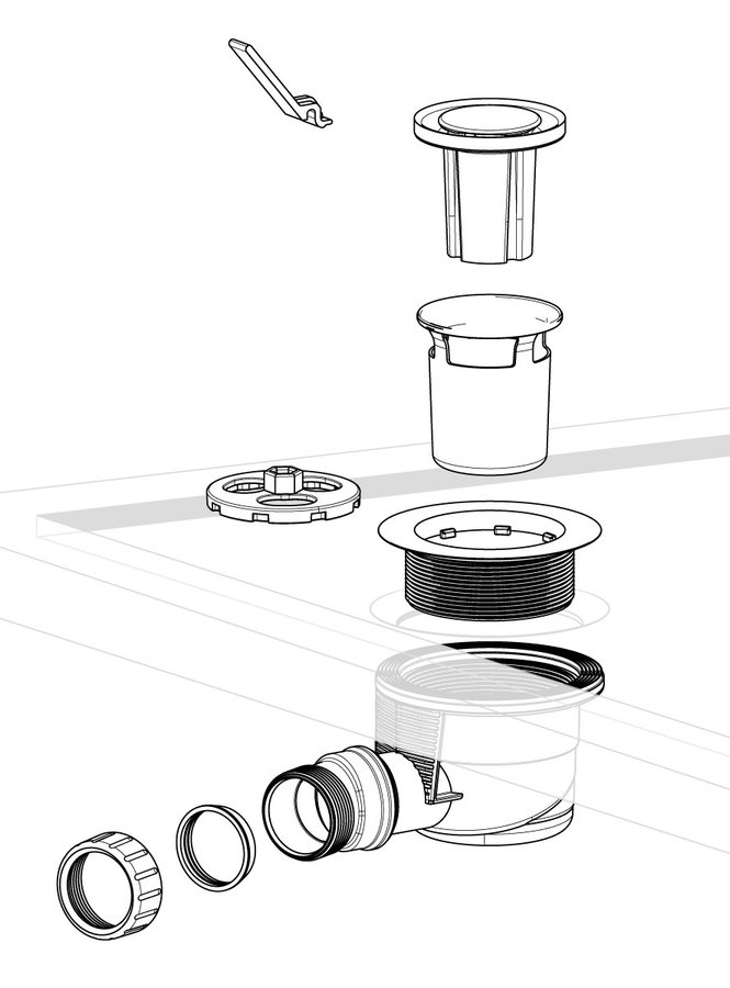 Polysan Vaničkový sifon, průměr 90mm, DN40, odtok v mezikruží, krytka bílá 17924W