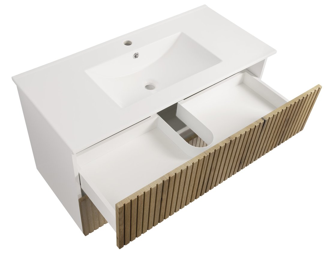 Aqualine PANEDA STRIP umyvadlová skříňka 99,5x55x45,2cm, dub emporio PN310