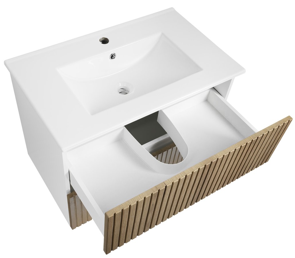 Aqualine PANEDA STRIP umyvadlová skříňka 74,5x55x45,2cm, dub emporio PN375