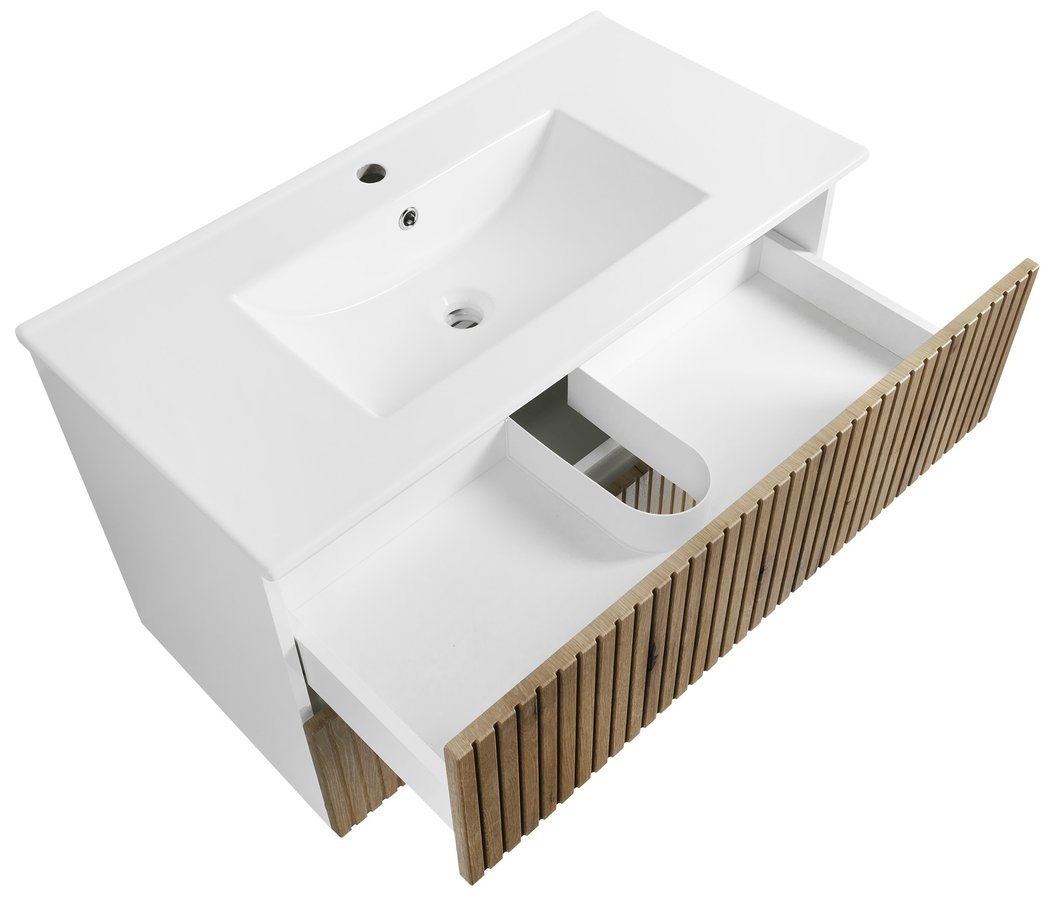 Aqualine PANEDA STRIP umyvadlová skříňka 89,5x55x45,2cm, dub emporio PN390