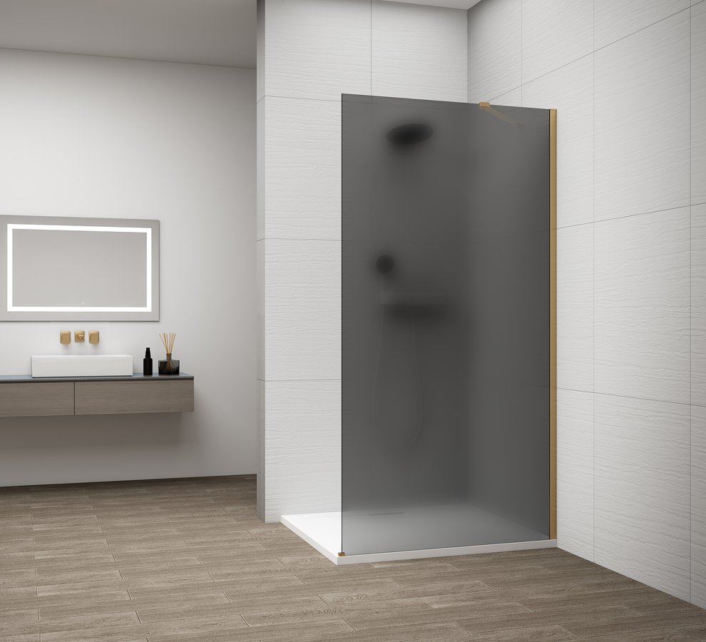 Polysan ESCA GOLD MATT jednodílná sprchová zástěna k instalaci ke stěně, kouřové matné sklo, 700 mm ES1470-04