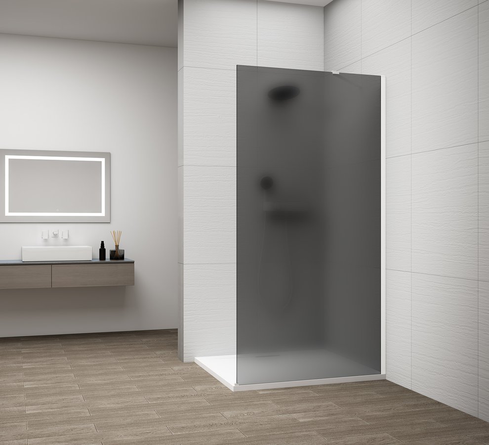 Polysan ESCA WHITE MATT jednodílná sprchová zástěna k instalaci ke stěně, kouřové matné sklo, 1000 mm ES1410-03