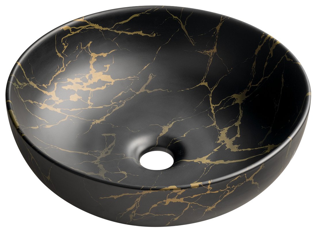 Sapho RONDANE keramické umyvadlo na desku Ø 41cm, portoro marmor AR435PT