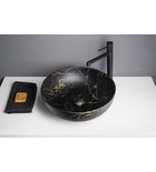 Photo: RONDANE Keramik-Waschbecken zum Aufsetzen, Durch. 41cm, Portoro-Marmor