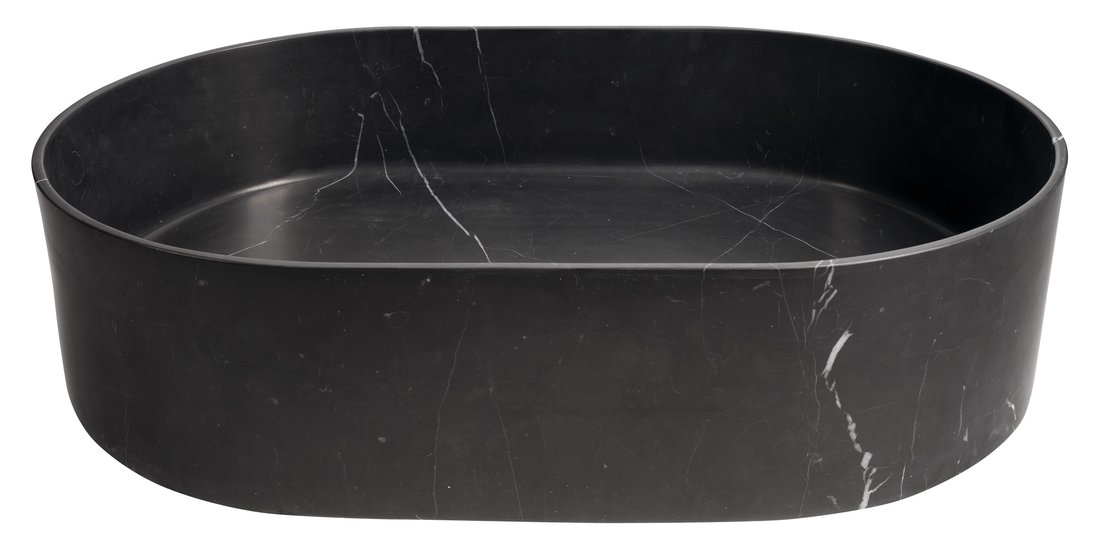 Sapho BLOK kamenné umyvadlo na desku, 55x37cm, matný černý Marquin 2401-51