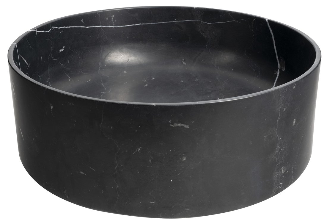 Sapho BLOK kamenné umyvadlo na desku, Ø 40cm, matný černý Marquin 2401-52