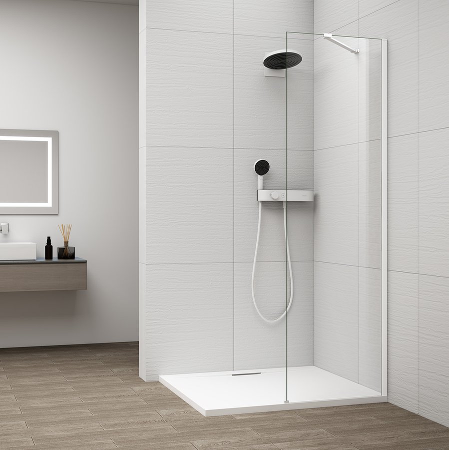 ESCA WHITE MATT jednodílná sprchová zástěna k instalaci ke stěně, sklo čiré, 500 mm ES1050-03