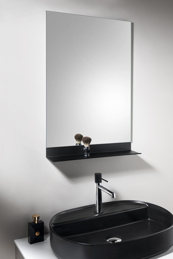 Aqualine Zrcadlo s policí 40x65cm, CU free, černá mat 22491S