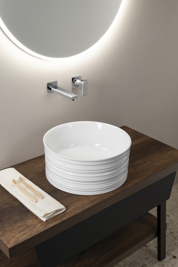 Sapho ALETTE keramické umyvadlo na desku, vysoké, Ø 41cm, bílá AR459