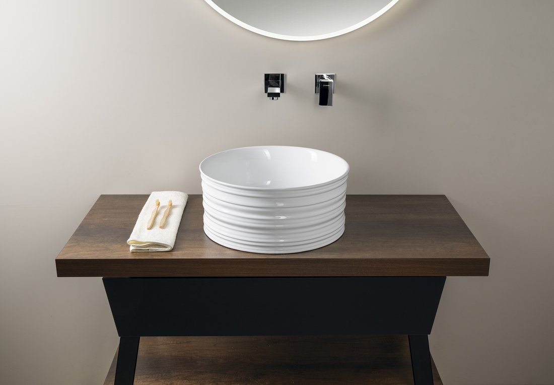 Sapho ALETTE keramické umyvadlo na desku, vysoké, Ø 41cm, bílá AR459