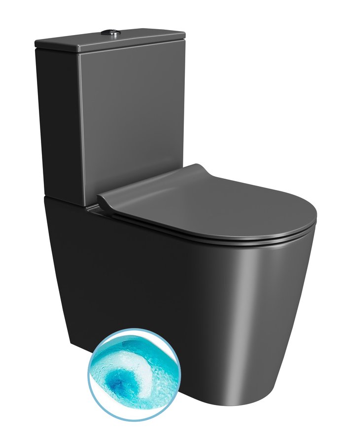KUBE X WC kombi, Swirlflush, spodní/zadní odpad, černá dual-mat 941926K