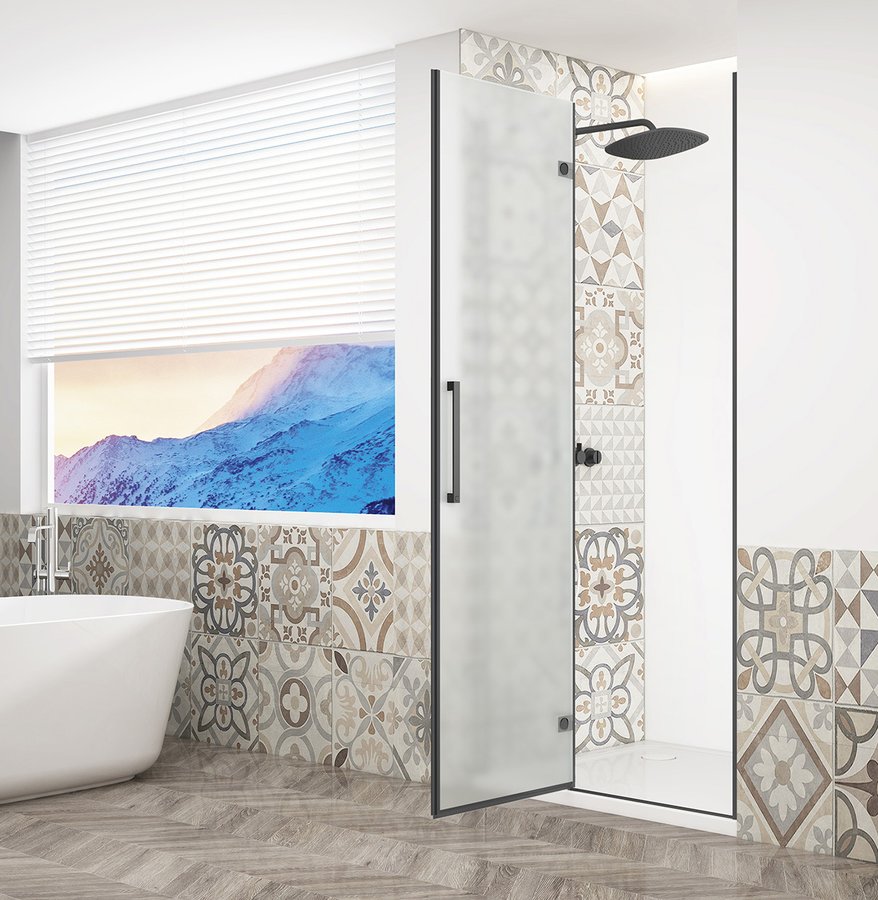 Gelco TRINITY BLACK sprchové dveře do niky 800mm, matné sklo, levé GT1280ML-B