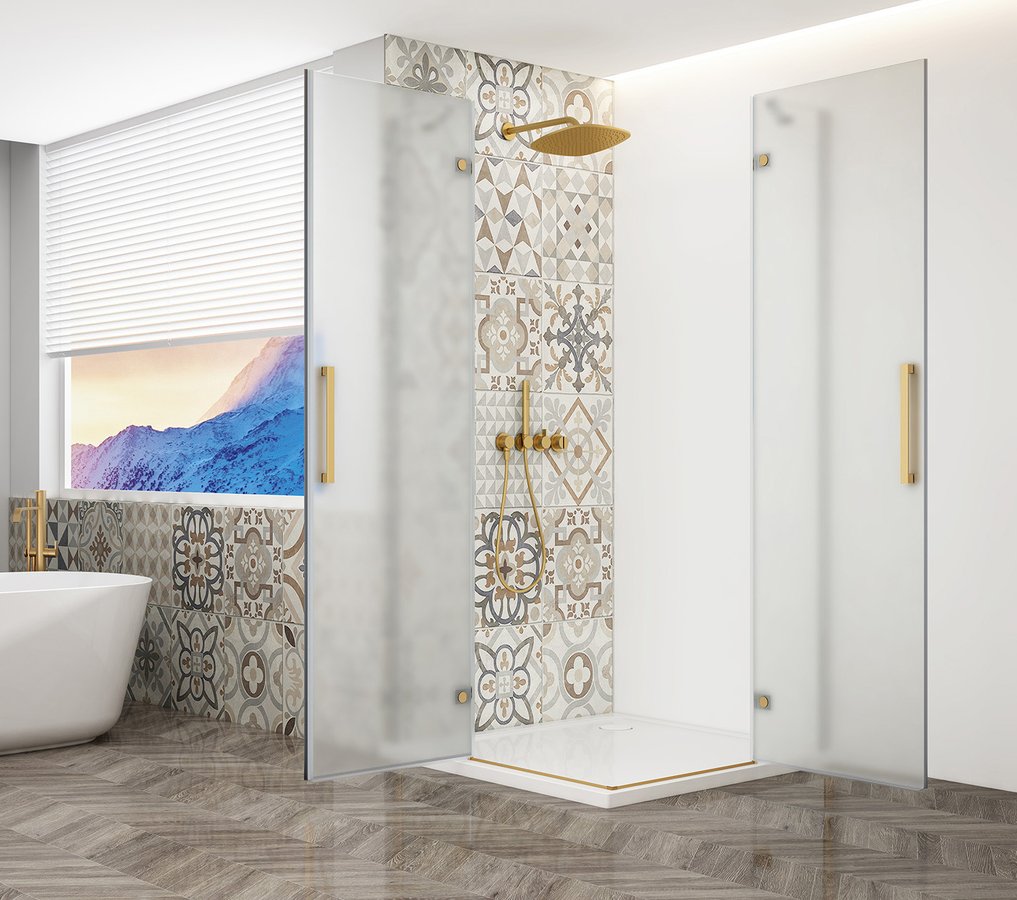 Gelco TRINITY GOLD MATT obdélníkový sprchový kout 900x800mm, rohový vstup, matné sklo GT2280-90M-G
