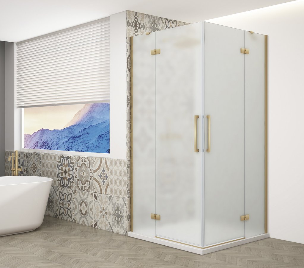 TRINITY GOLD MATT obdélníkový sprchový kout 1100x900mm, rohový vstup, matné sklo