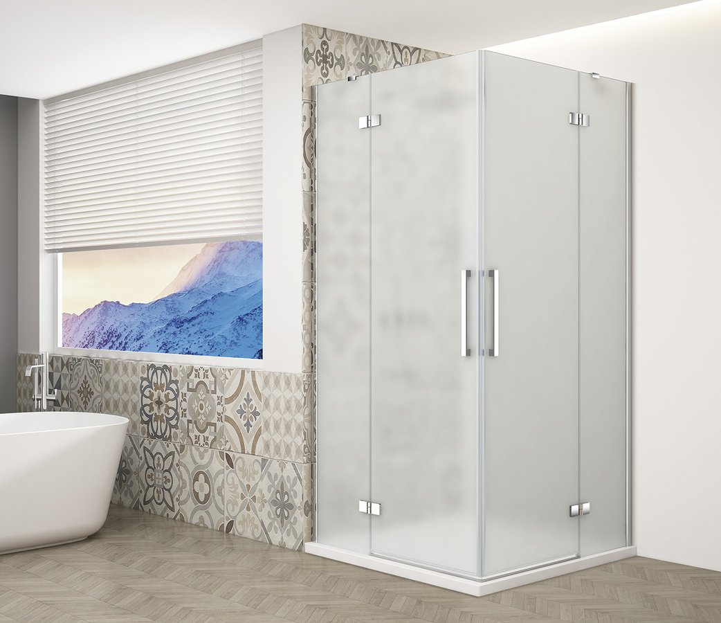 TRINITY CHROME čtvercový sprchový kout 900x900mm, rohový vstup, matné sklo